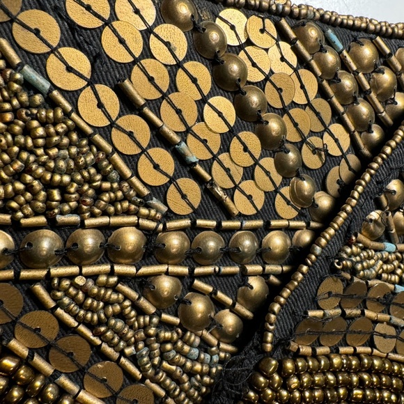 Nice Retro Brass Copper Tone Metallic Beaded Clutch Purse Bag Forever 21 - Picture 5 of 12